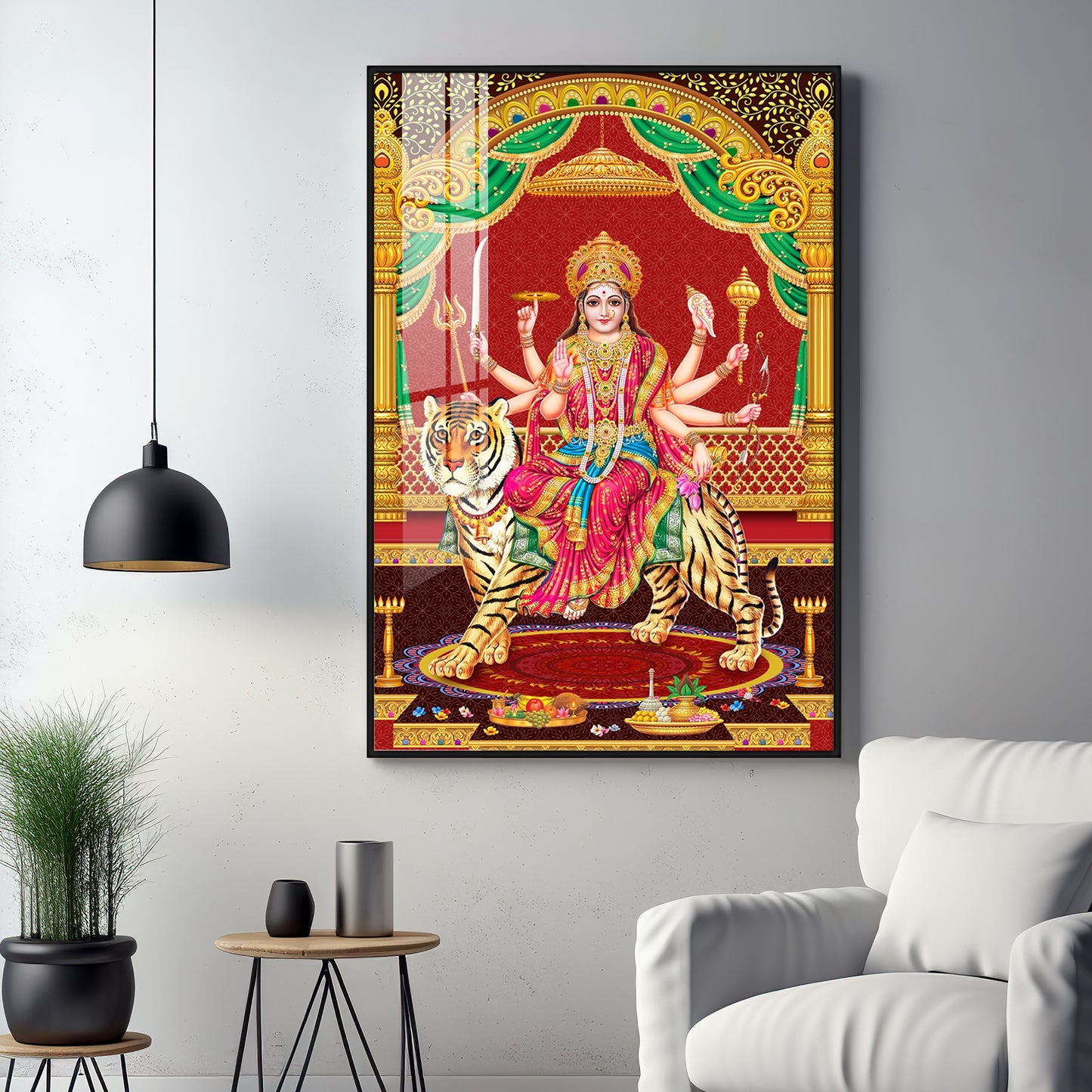 Divine Resonance Of Maa Durga Premium Acrylic Vertical Wall Art
