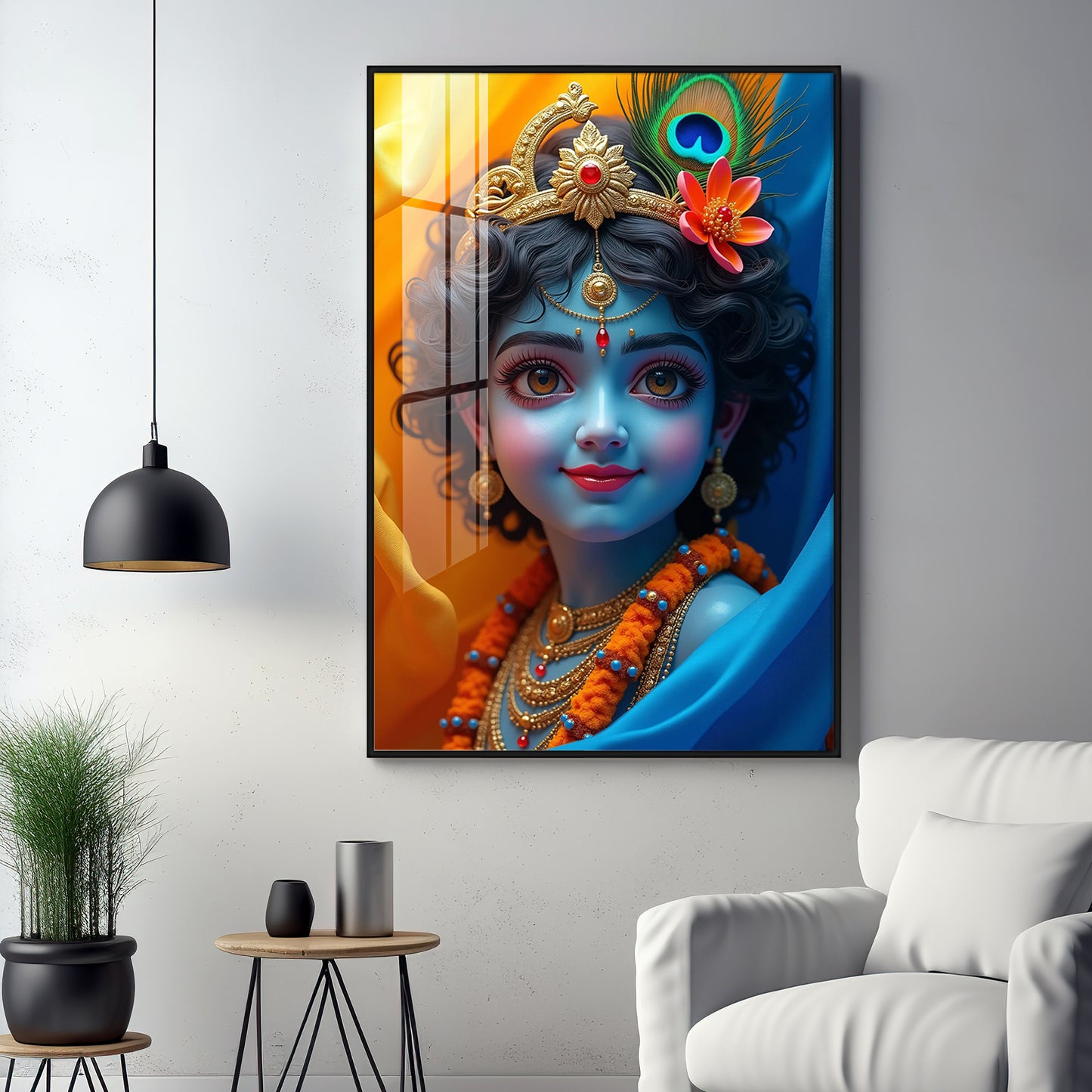 Krishna Smiling Reflection Premium Acrylic Wall Art