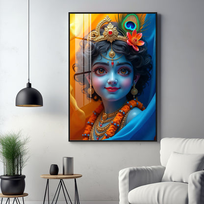 Krishna Smiling Reflection Premium Acrylic Wall Art