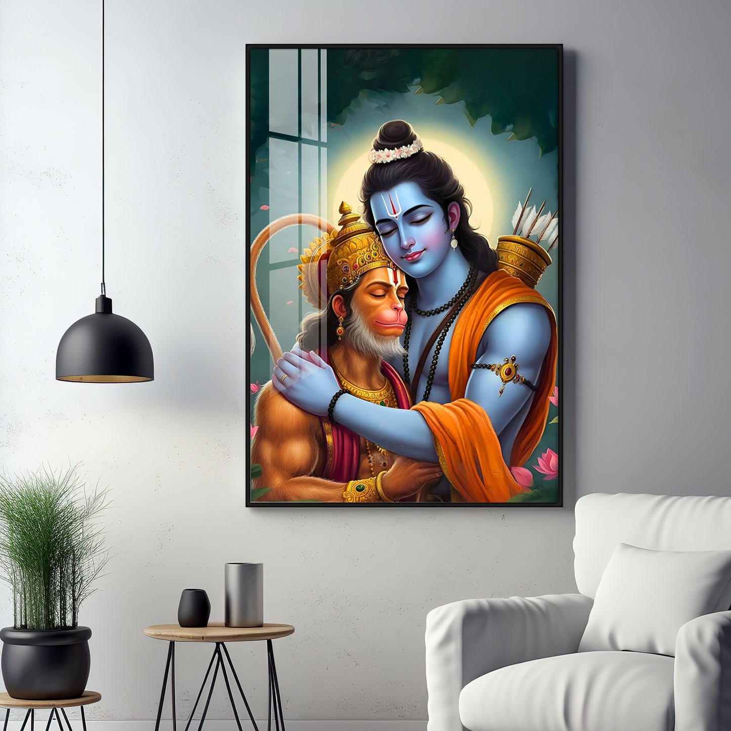 Lord Rama And Hanuman Brotherhood Premium Acrylic Wall Art