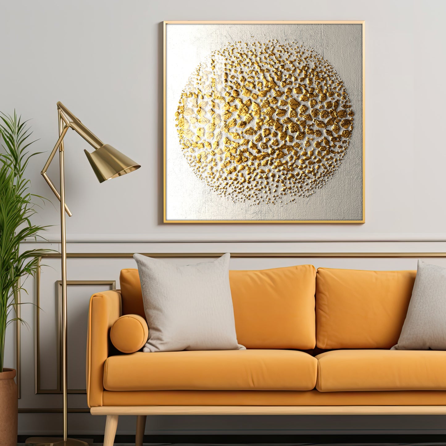 Golden Radiations Premium Acrylic Square Wall Art