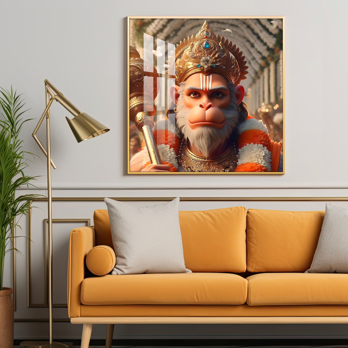 Ram Bhakt Hanuman Premium Acrylic Square Wall Art