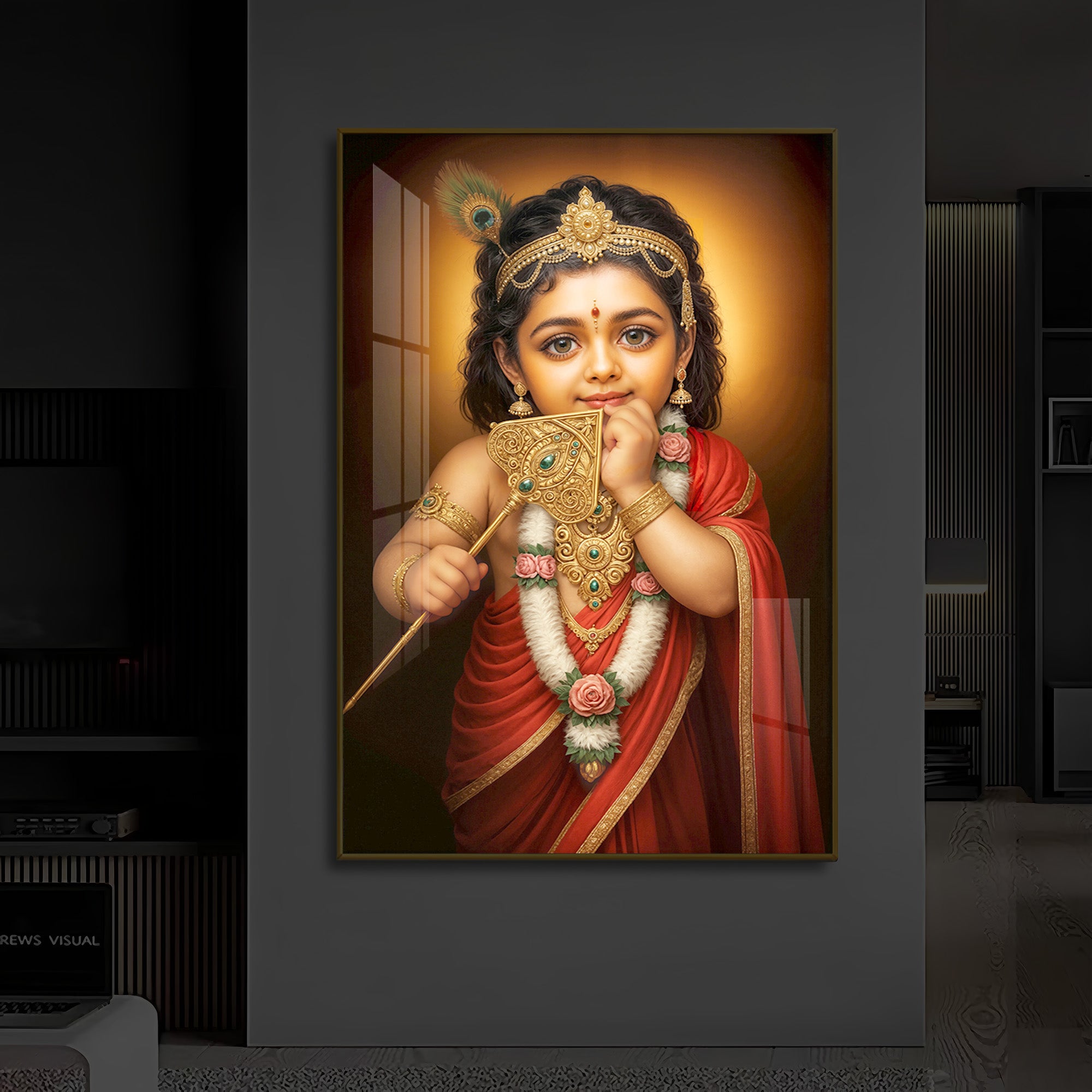 Little Murugan Ji Modern Luxury Backlight Vertical Wall Art