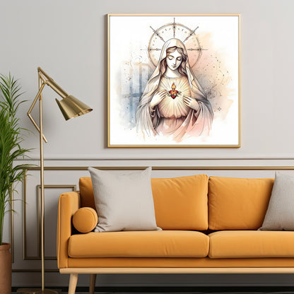 Sacred Heart of Mary Premium Acrylic Square Wall Art