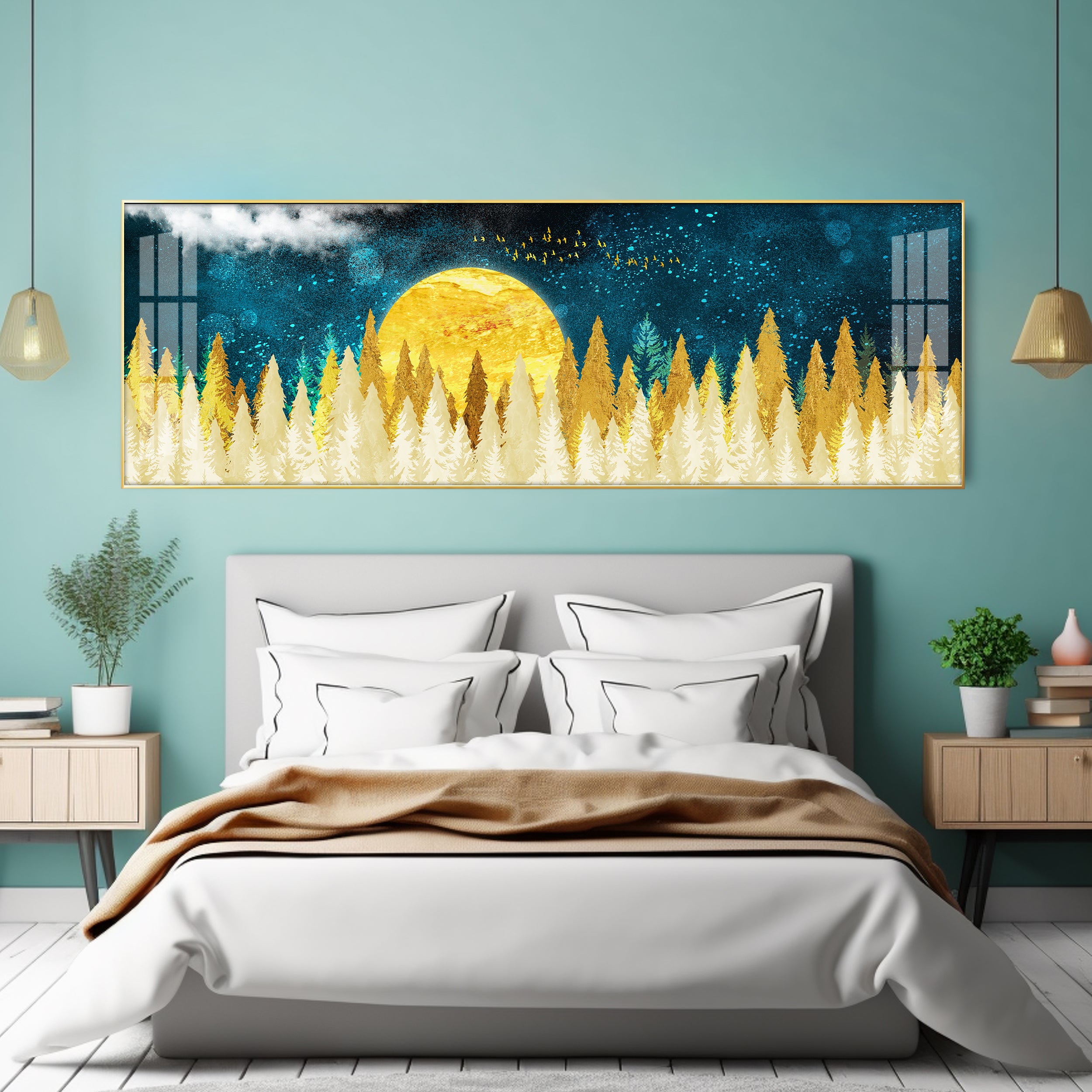 Golden Nightscape Premium Acrylic Horizontal Wall Art