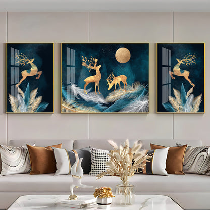 Deer In Paradise Premium Acrylic Wall Art (Set of 3)