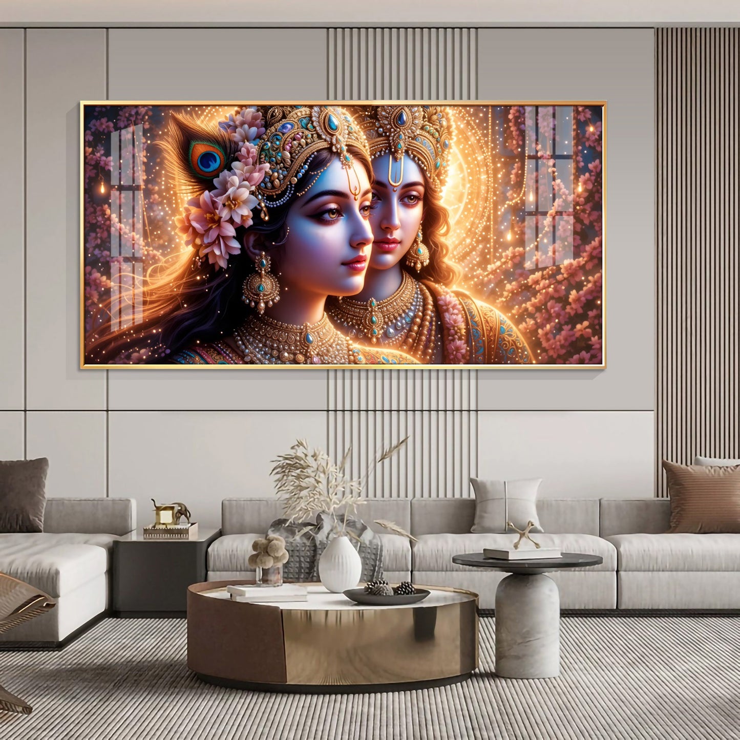 Portrait Of Radha Krishna Connection Premium Acrylic Horizontal Wall Art