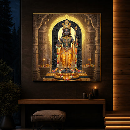 Shree Ram Modern Luxury Backlight Square Wall Art