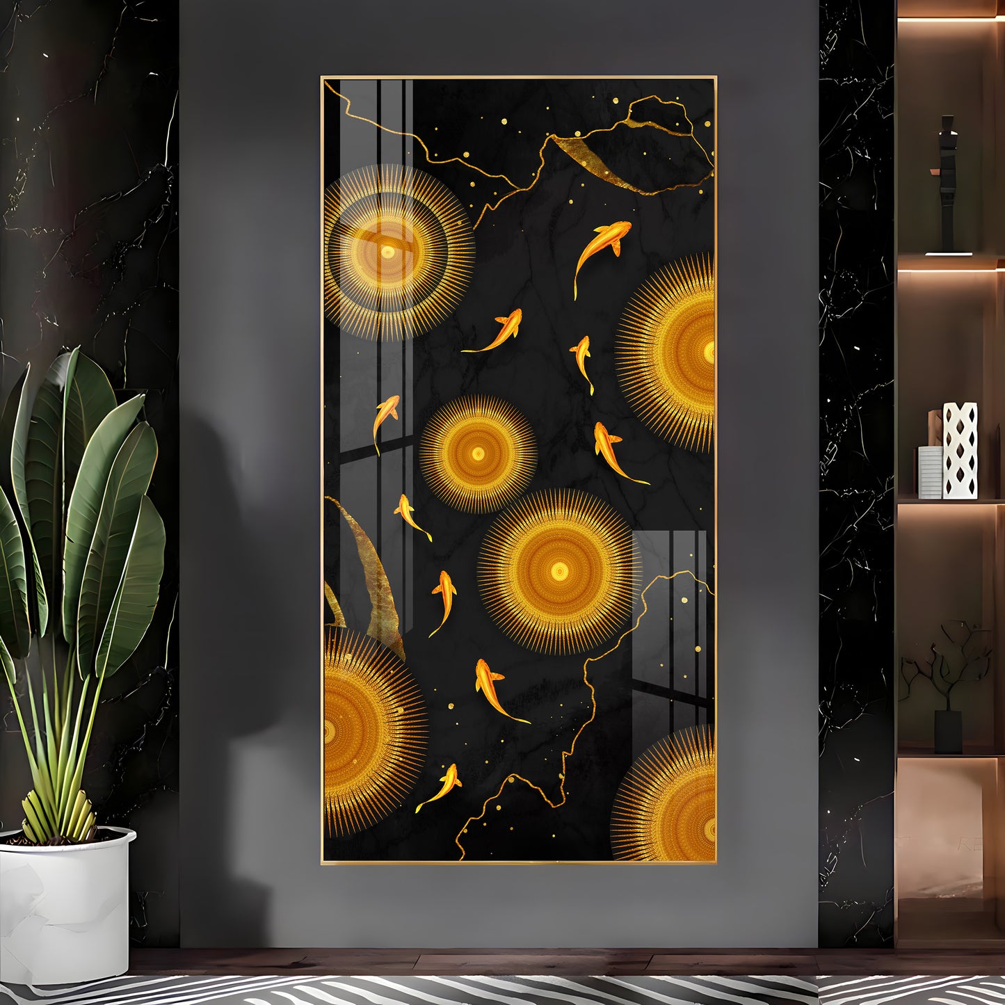 Golden Desire Premium Acrylic Vertical Wall Art