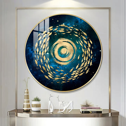 Fish Flow Mosaic Premium Acrylic Round Wall Art