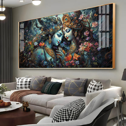 Mystical Love Of Radha Krishna Premium Acrylic Horizontal Wall Art
