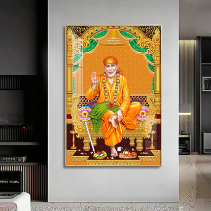 Divine Sai Baba Premium Acrylic Vertical Wall Art