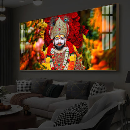 Khatu Shyam Ji Modern Luxury Backlight Horizontal Wall Art