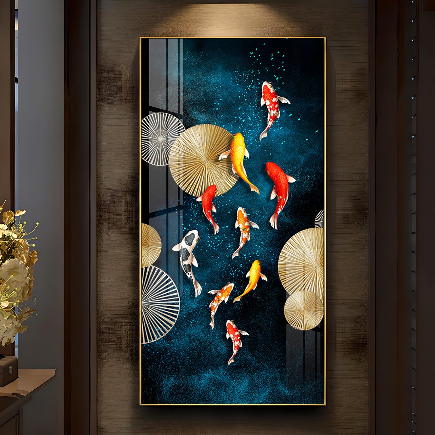 Koi Fish Feng Shui Luxury Crystal Wall Art