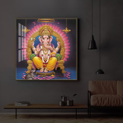 Divine Ganesh JI Modern Luxury Backlight Square Wall Art