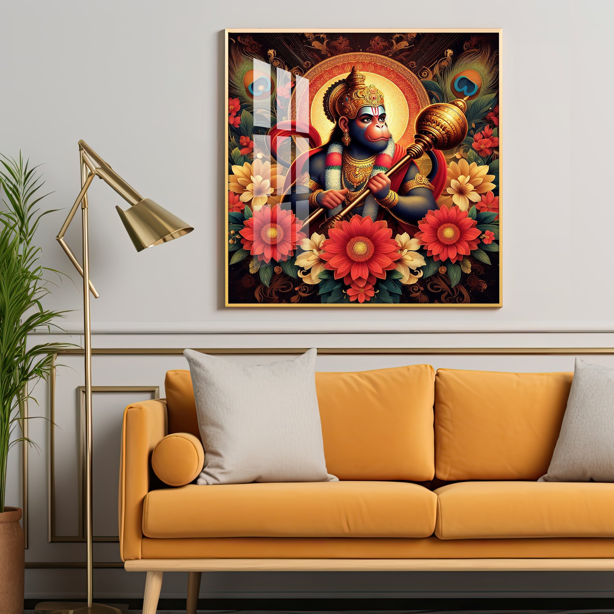 God Hanuman Premium Acrylic Square Wall Art