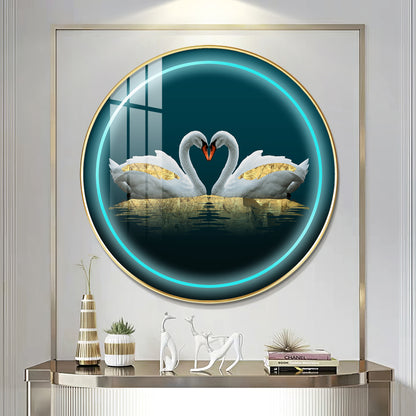 Swan Symphony Premium Acrylic Round Wall Art