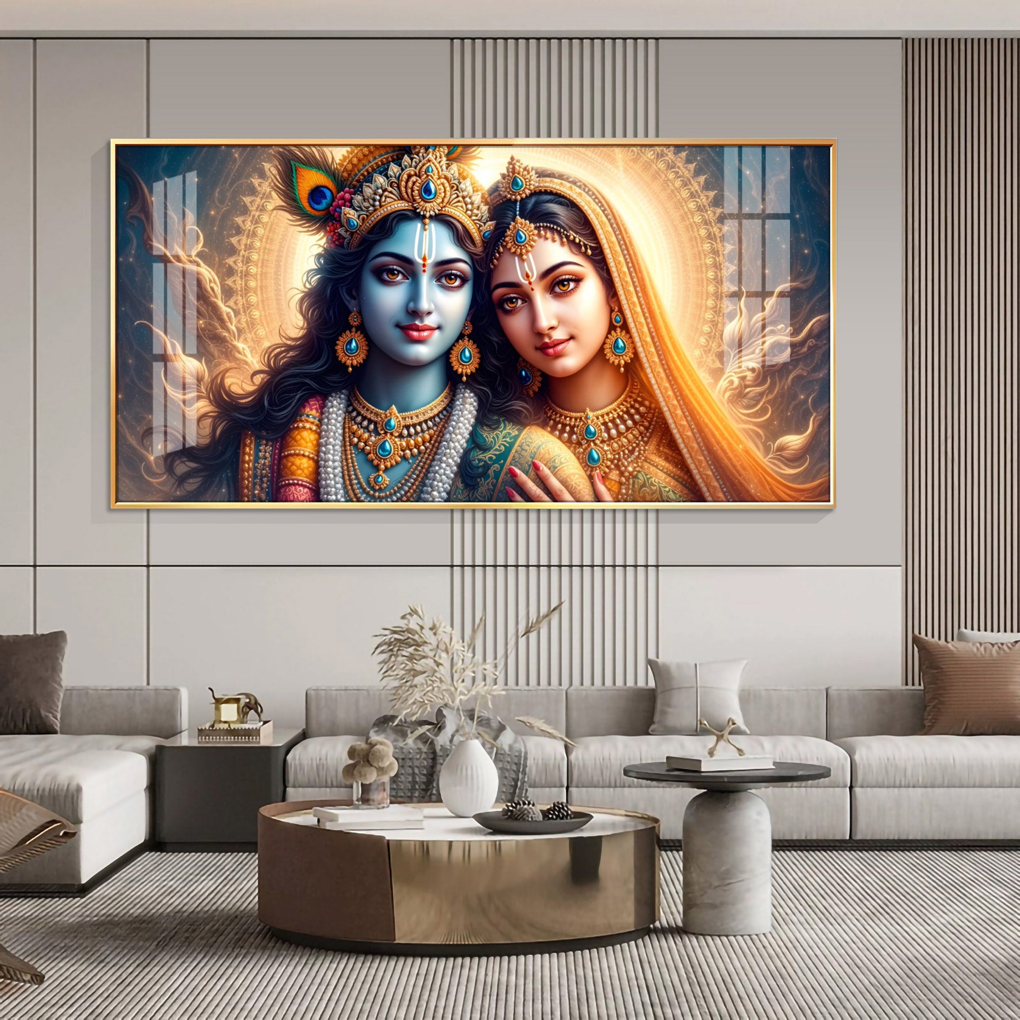 Krishna-Radha Masterpiece Premium Acrylic Horizontal Wall Art