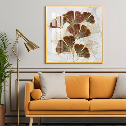 Biloba Leaf Premium Acrylic Square Wall Art