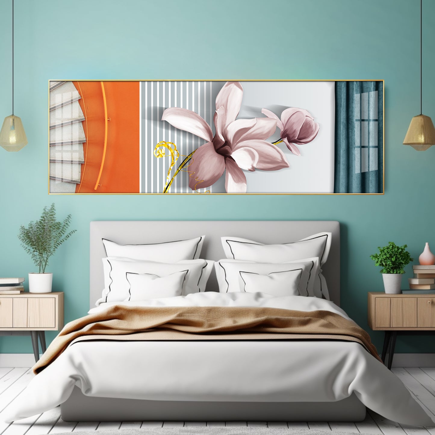 Happy Flowers Premium Acrylic Horizontal Wall Art