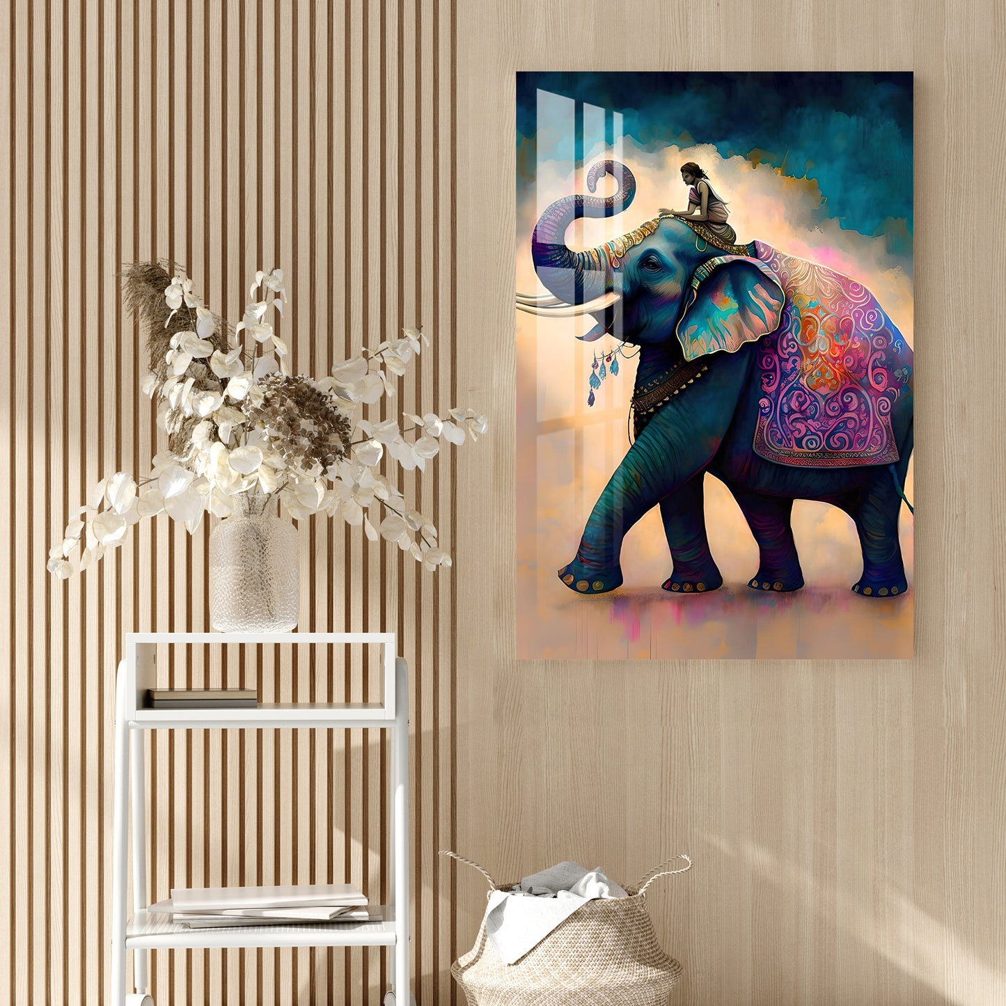 Decorated Asian Elephant Acrylic Wall Art