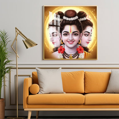 Divine Dattatreya Bhagwan Premium Acrylic Square Wall Art
