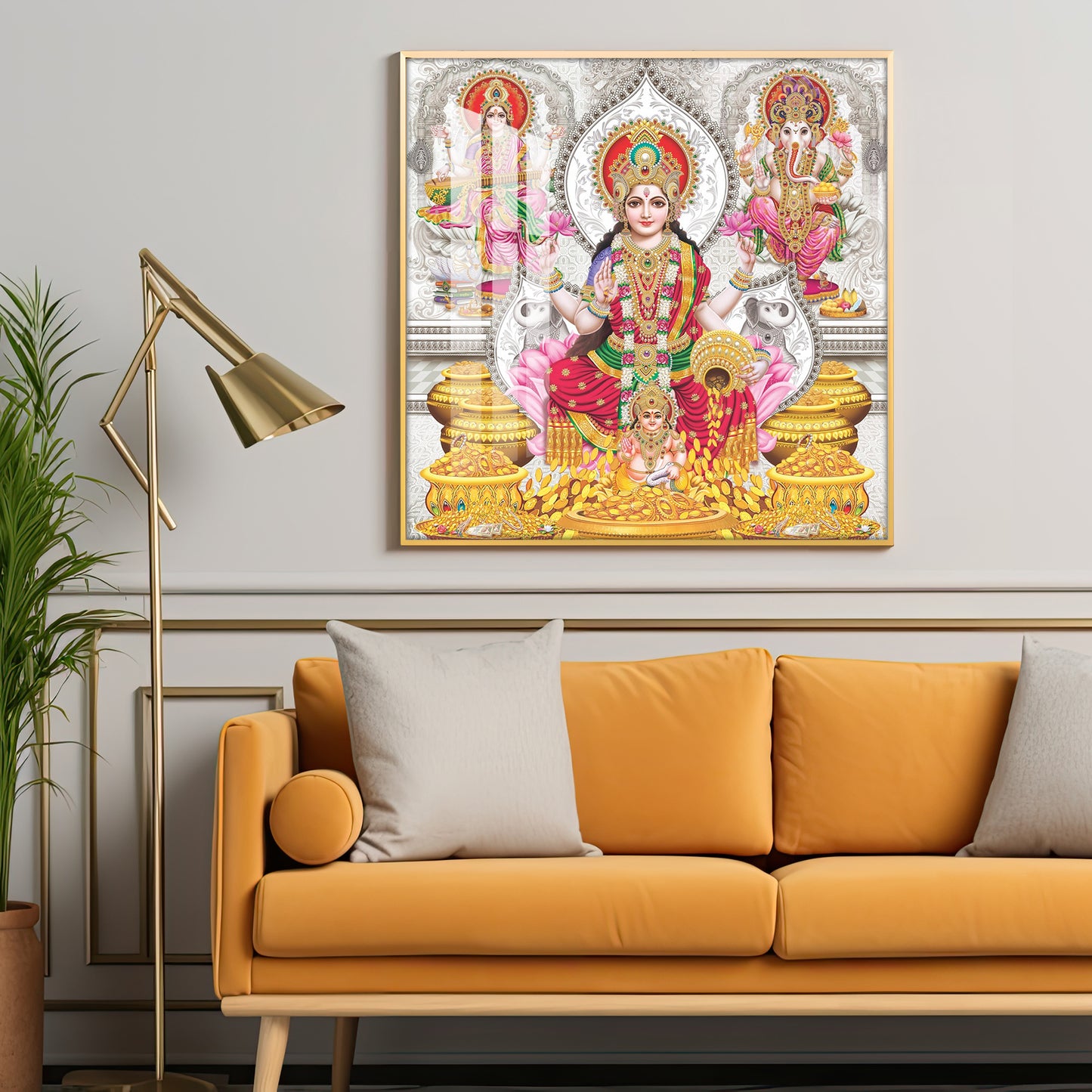 Spiritual Laxmi Ji Premium Acrylic Square Wall Art