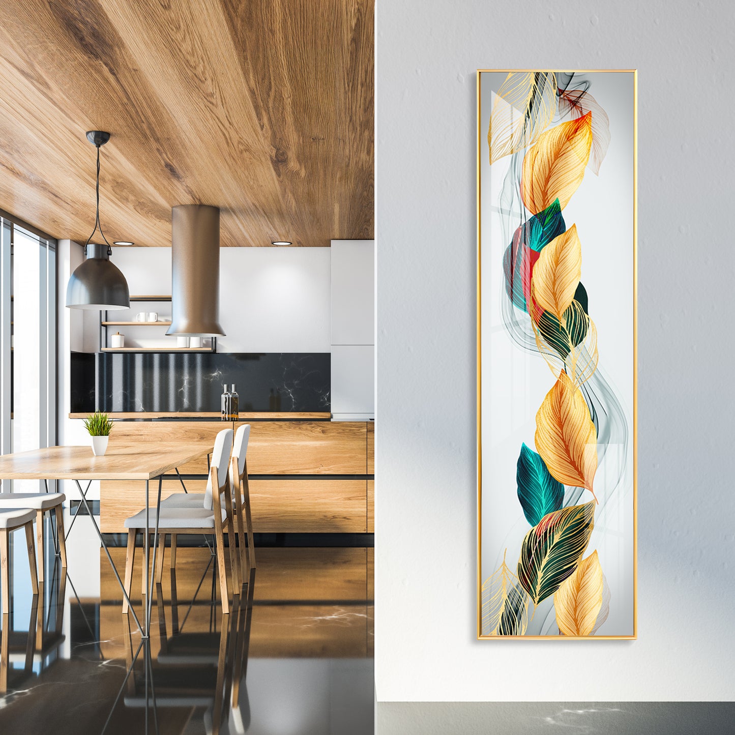 Flowing Leaves Premium Acrylic Vertical Wall Art