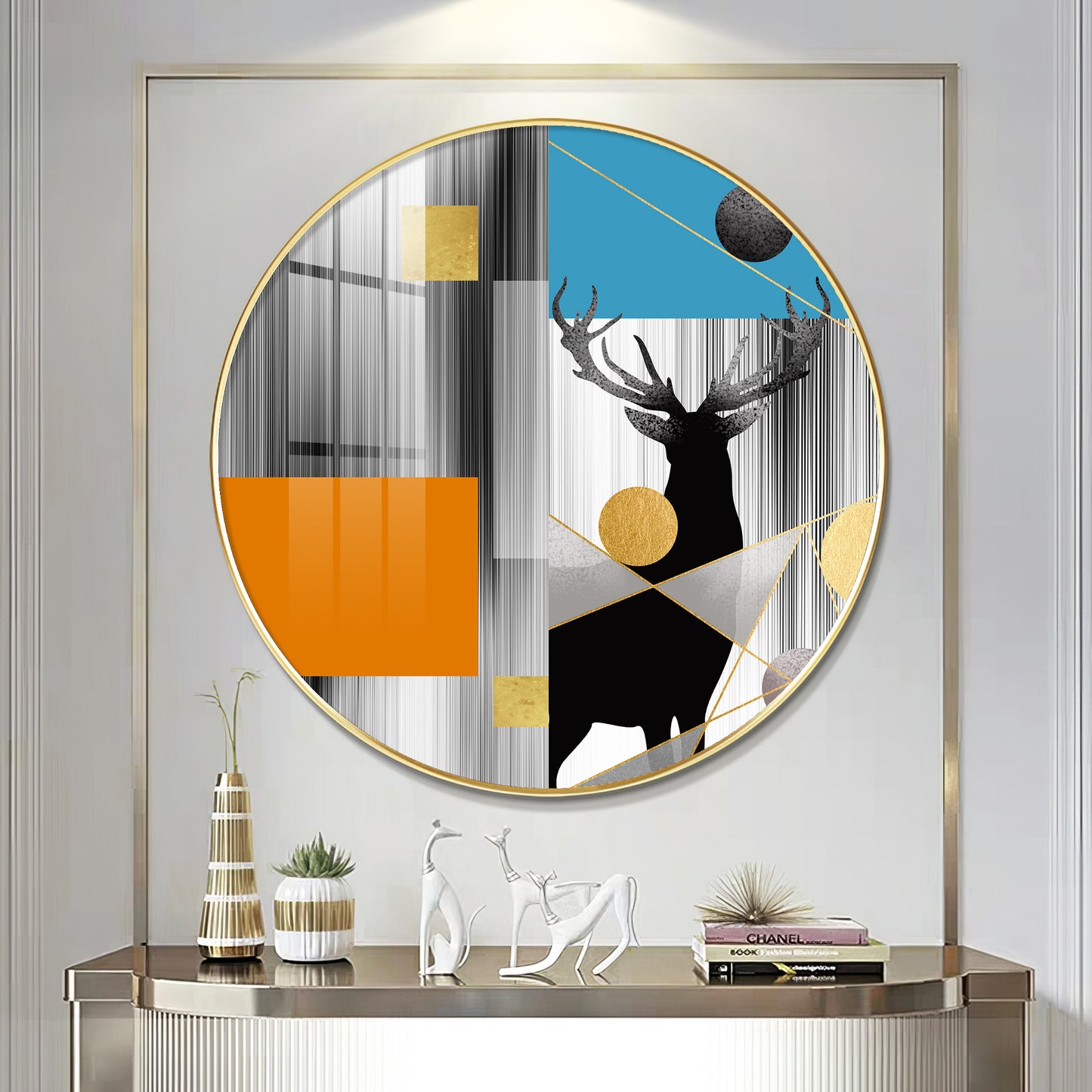 Circular Deer Premium Acrylic Round Wall Art