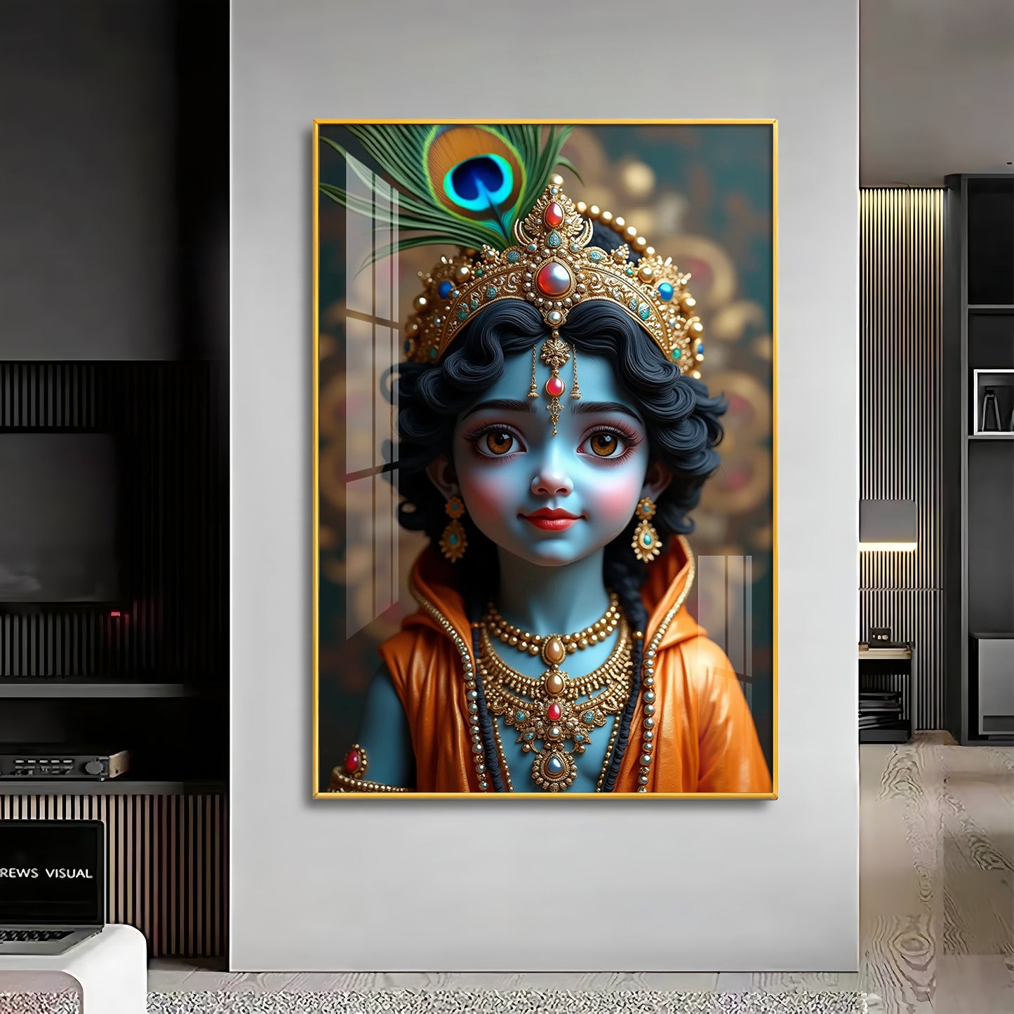 Cute Portriate Of Little Krishna Premium Acrylic Wall Art