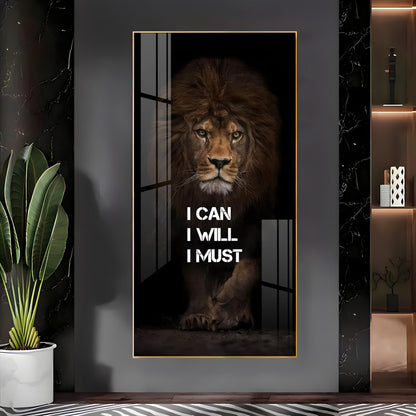 Be Like a Lion Premium Acrylic Vertical Wall Art - 30X16 inches / Gold