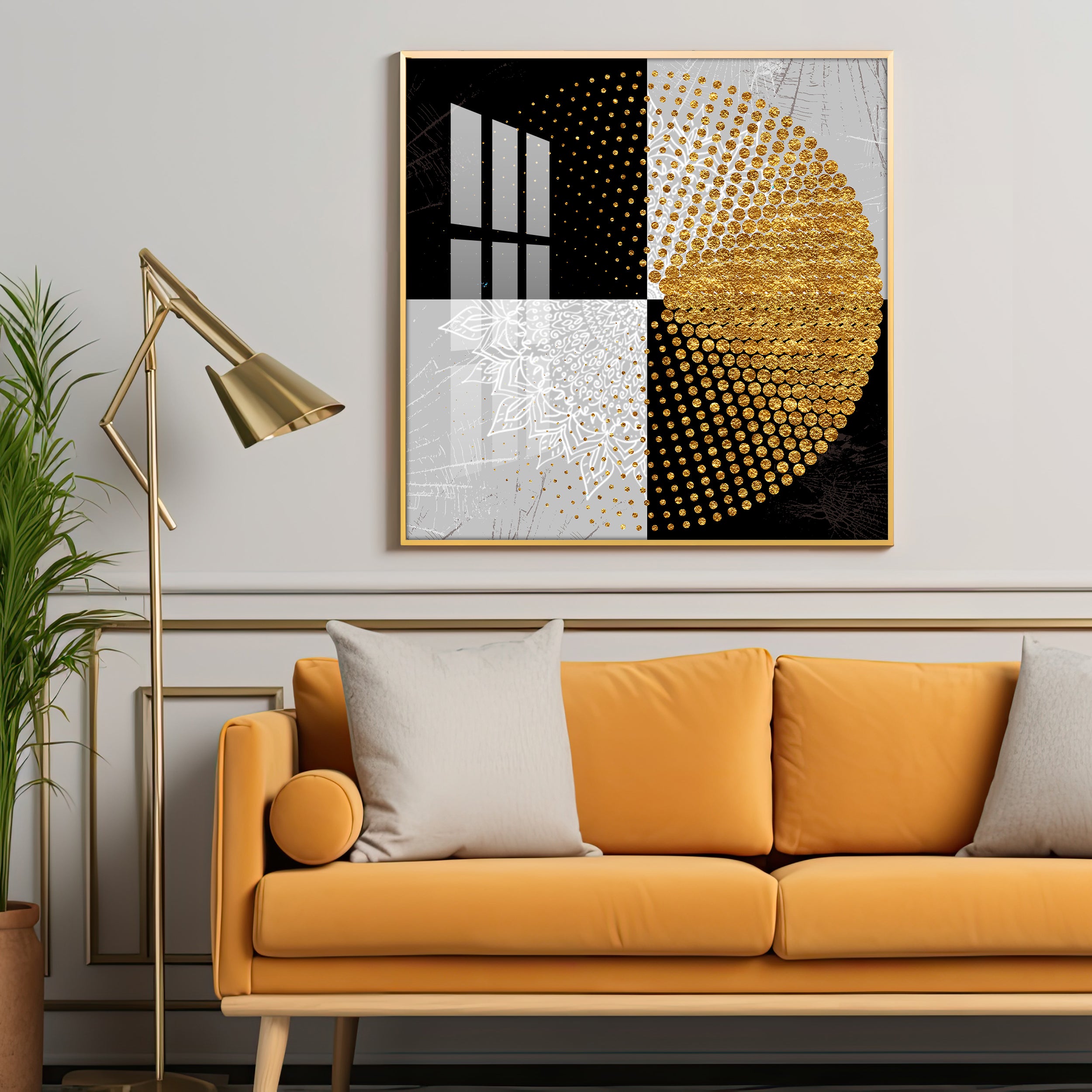 Moroccan Gold Premium Acrylic Square Wall Art