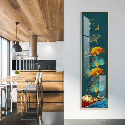 Two Deer On Ginkgo Leaf Vertical Premium Acrylic Vertical Wall Art