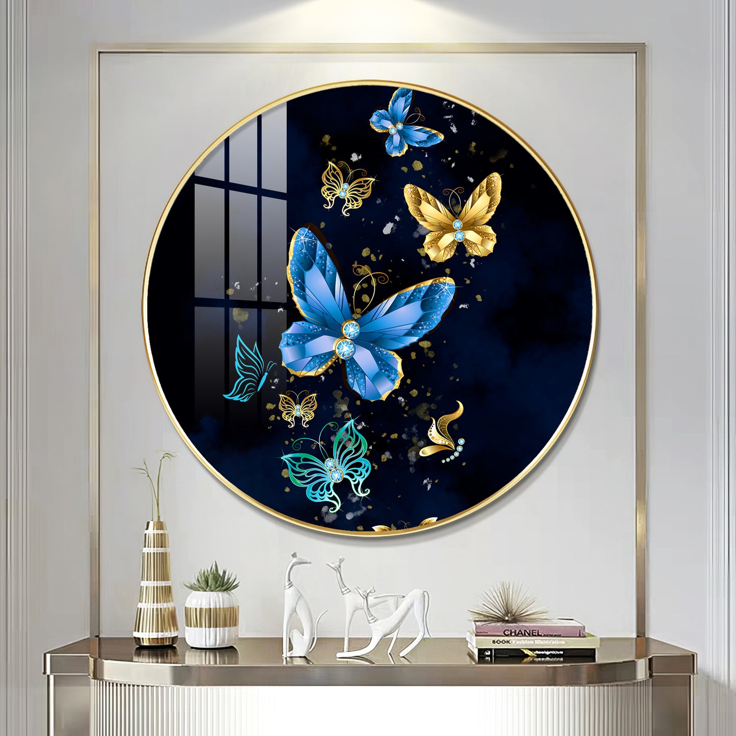 Butterfly Haven Premium Acrylic Round Wall Art