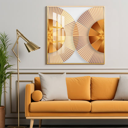 Golden Simple Style Round Premium Acrylic Square Wall Art