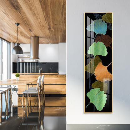 Colourful Ginkgo Biloba Leaves Premium Acrylic Vertical Wall Art