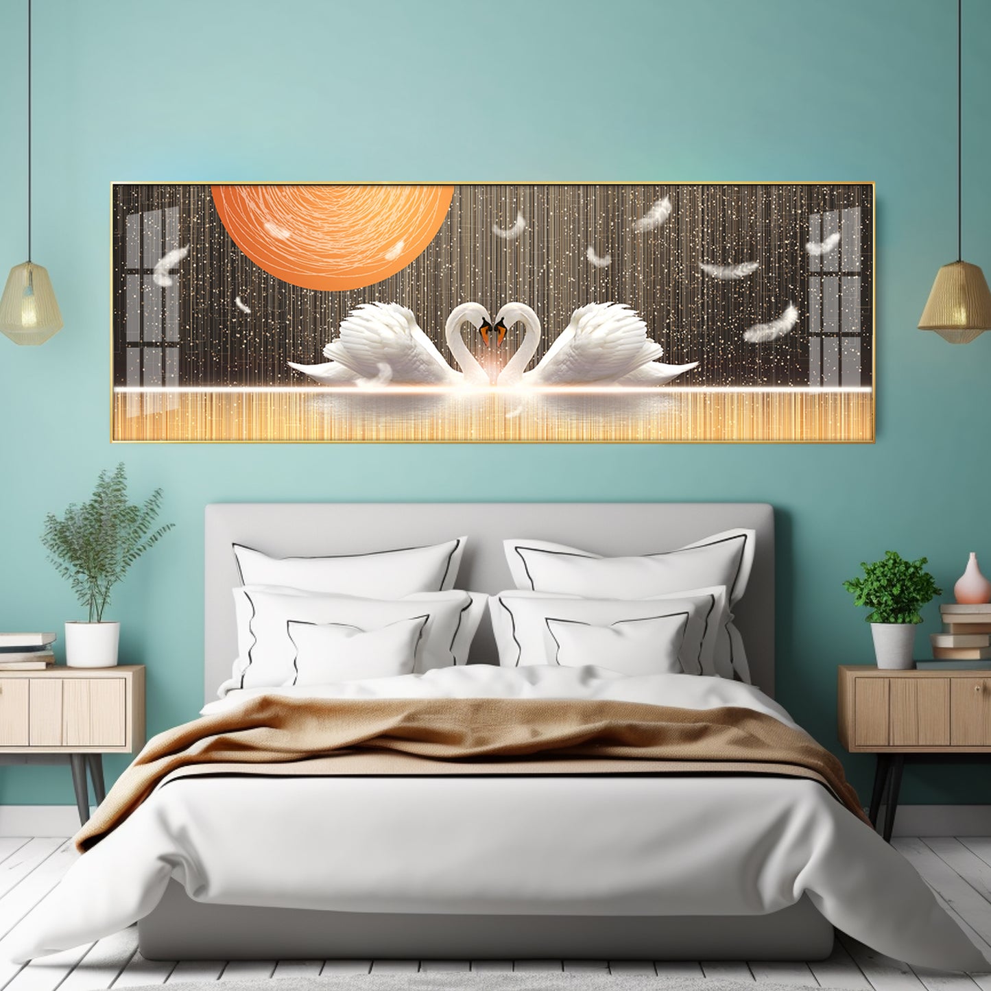 Swans In Sunlight Premium Acrylic Horizontal Wall Art