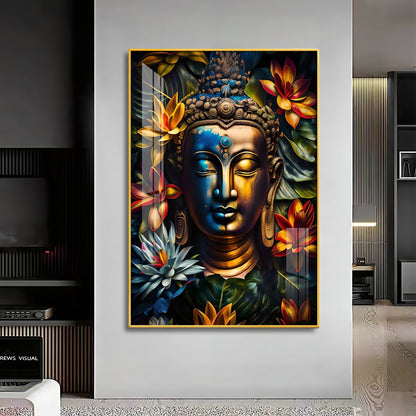 Lord Buddha Face Premium Acrylic Vertical Wall Art