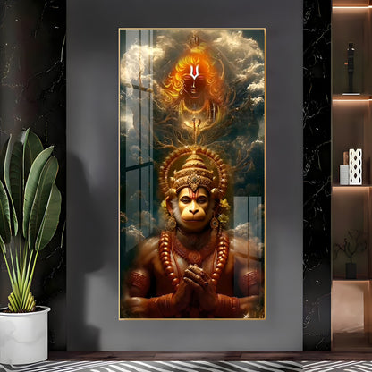 Sankatmochan Hanuman Premium Acrylic Vertical Wall Art