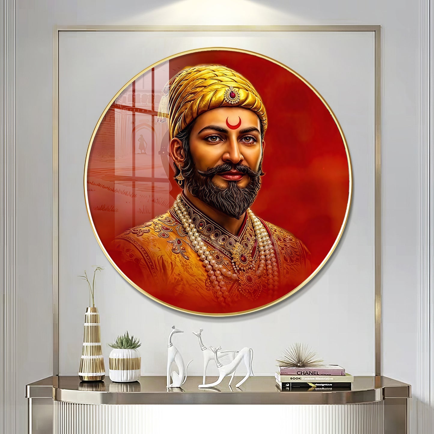 Shivaji Maharaj Premium Acrylic Round Wall Art