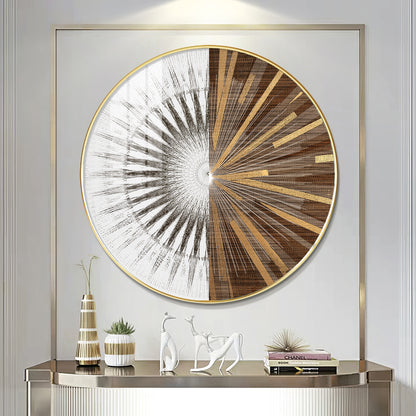 Gold & White Abstract Premium Acrylic Round Wall Art