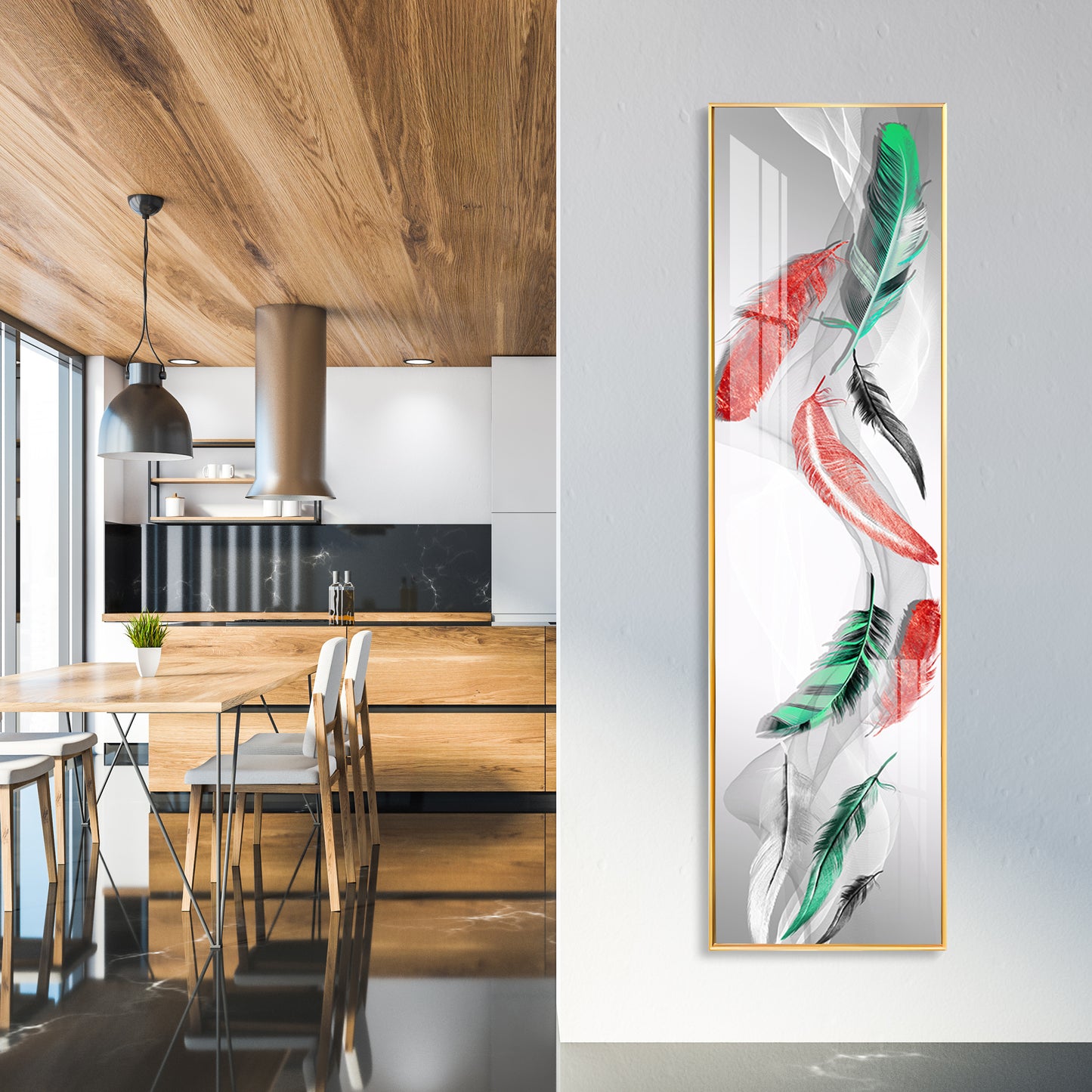 Colorful Feather Premium Acrylic Vertical Wall Art