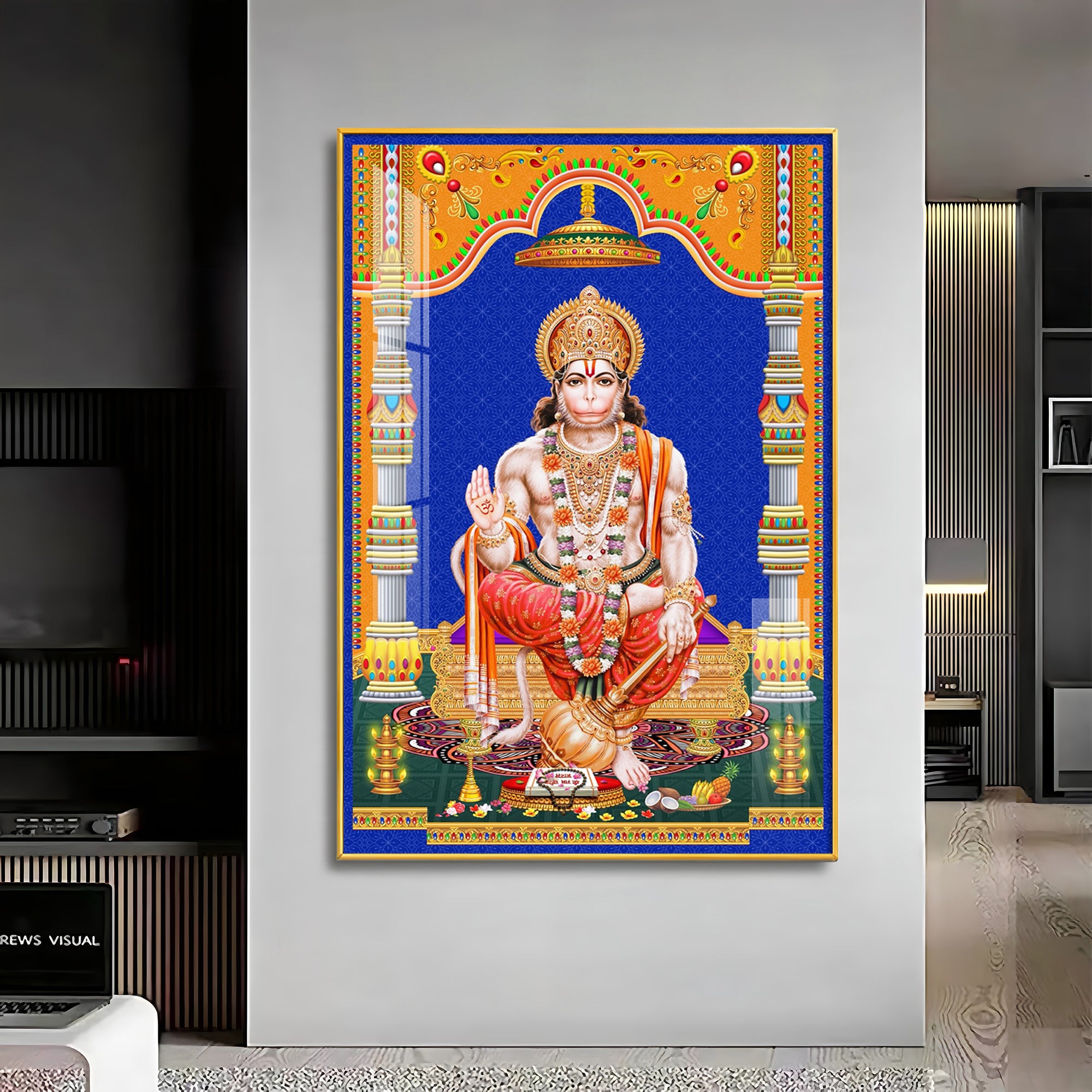 Divine Lord Hanuman Premium Acrylic Vertical Wall Art