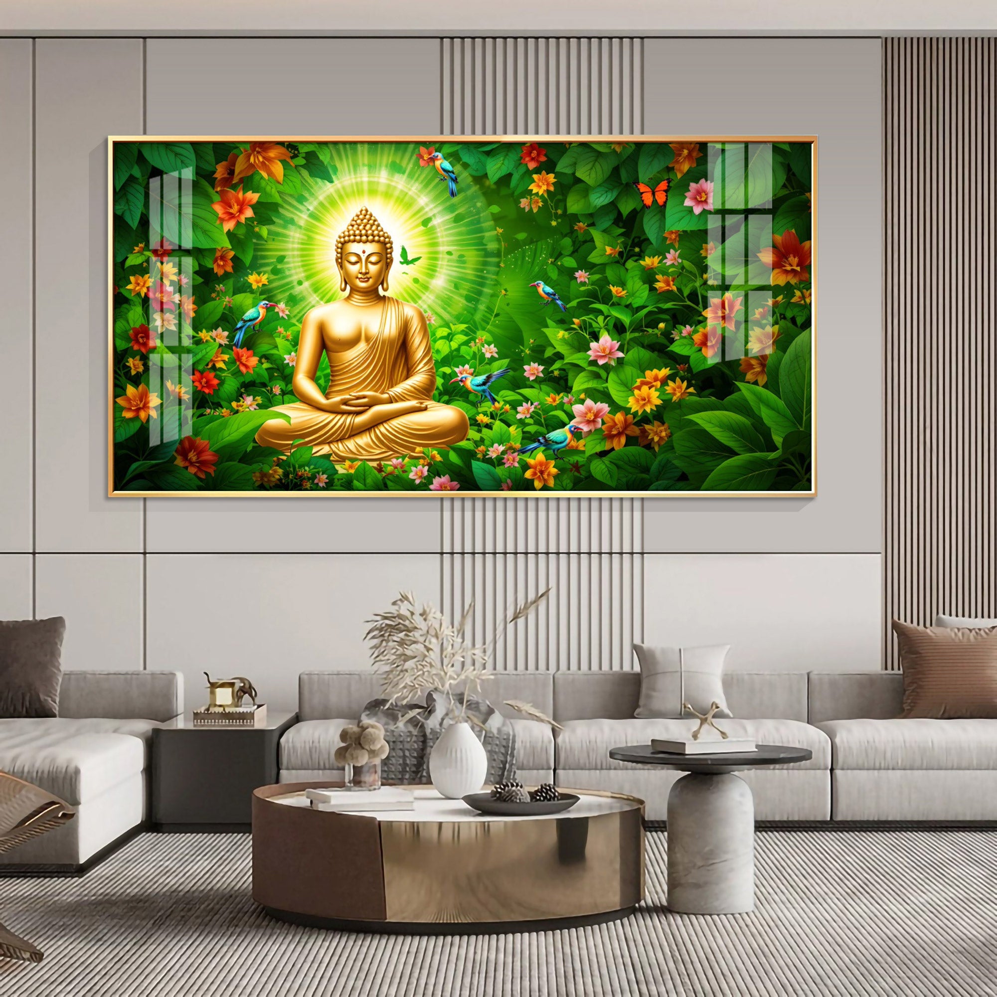 Buddha Bliss Flower Premium Acrylic Horizontal Wall Art