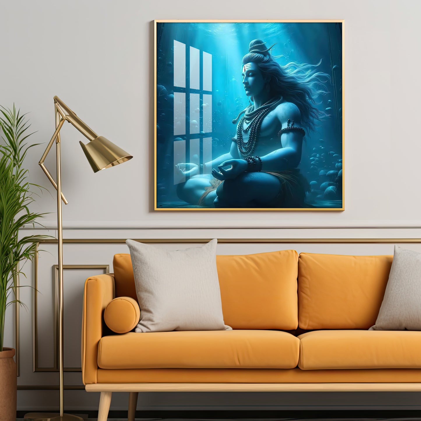 Meditating Shiva Premium Acrylic Square Wall Art