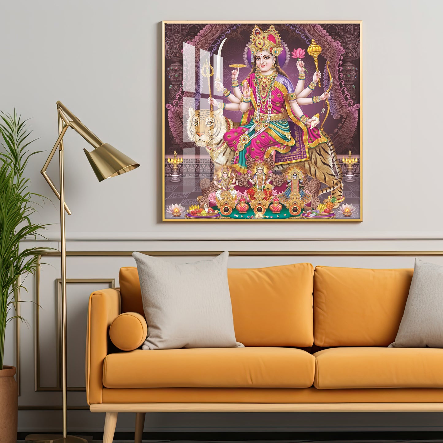 Maa Durga Premium Acrylic Square Wall Art