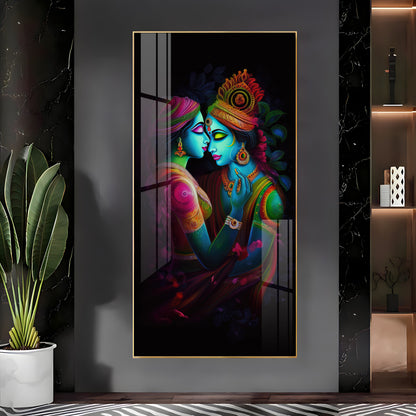 Shri Radhe Krishna Premium Acrylic Vertical Wall Art