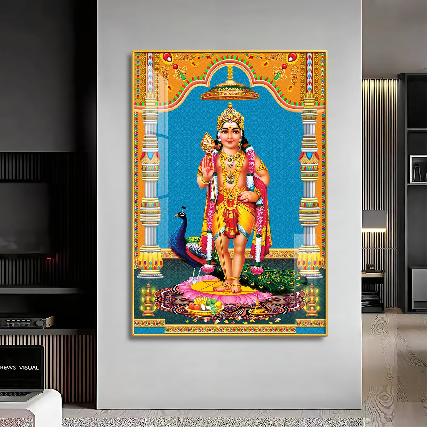 God Murugan Kartikeya Premium Acrylic Vertical Wall Art