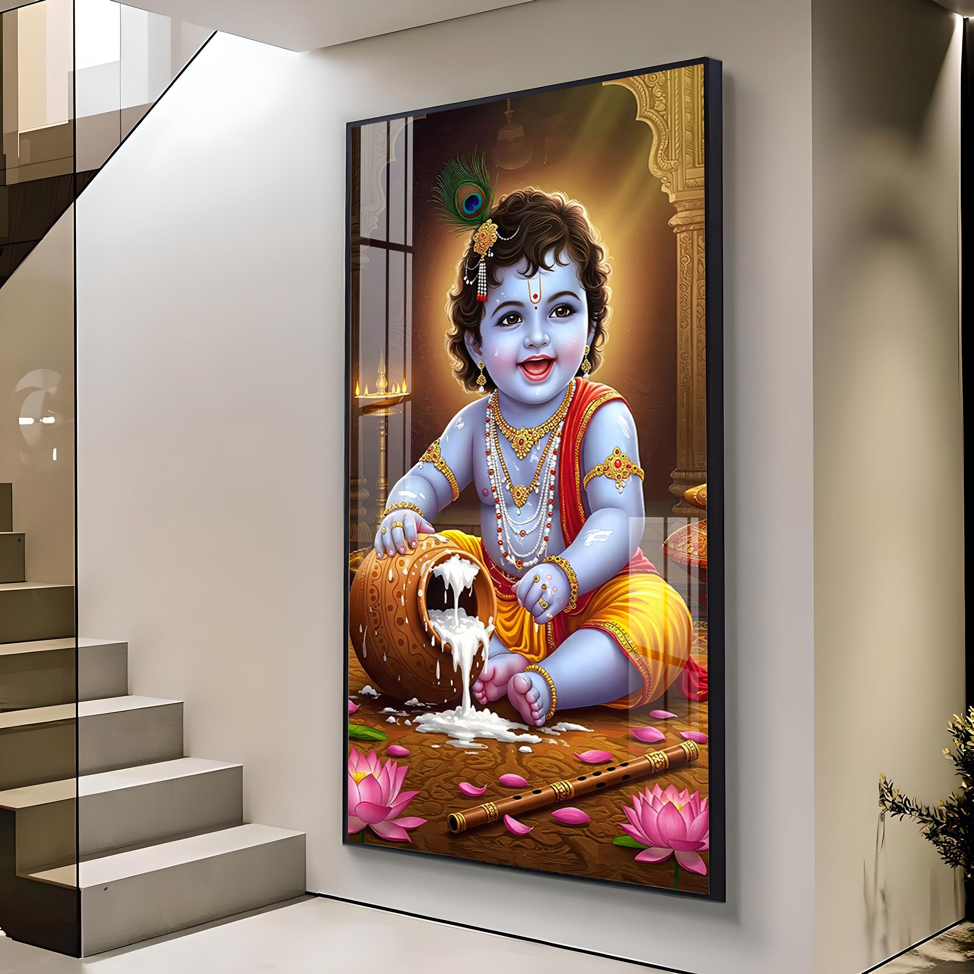 Bal Krishna Modern Luxury Backlight Vertical Wall Art