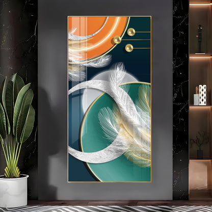 Feathers of Turquoise Premium Acrylic Vertical Wall Art